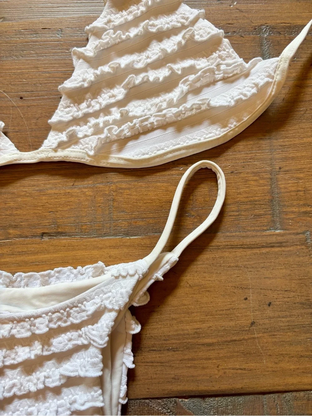 Rare!  Frankie’s bikinis x Sydney Sweeney white ruffle bikini set